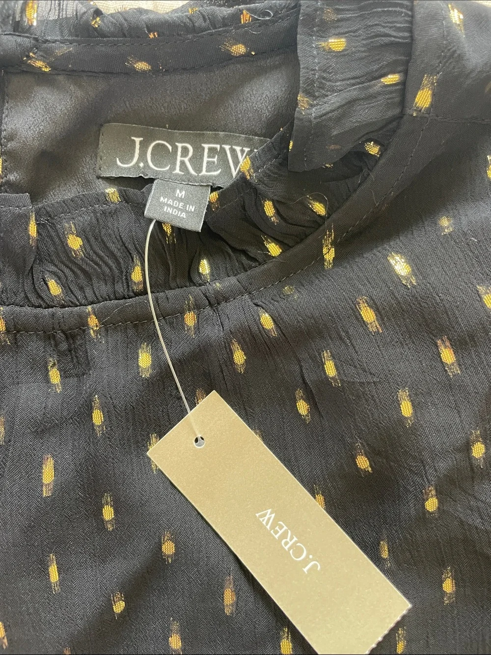 J. Crew Black Blouse with Gold Dot Detail size M